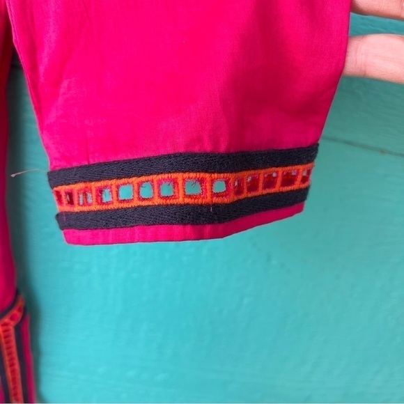 CLEARANCE TORY BURCH MIRROR BEADED EMBROIDERED MAGENTA PINK TUNIC TOP SIZE 4 - Picture 2 of 9